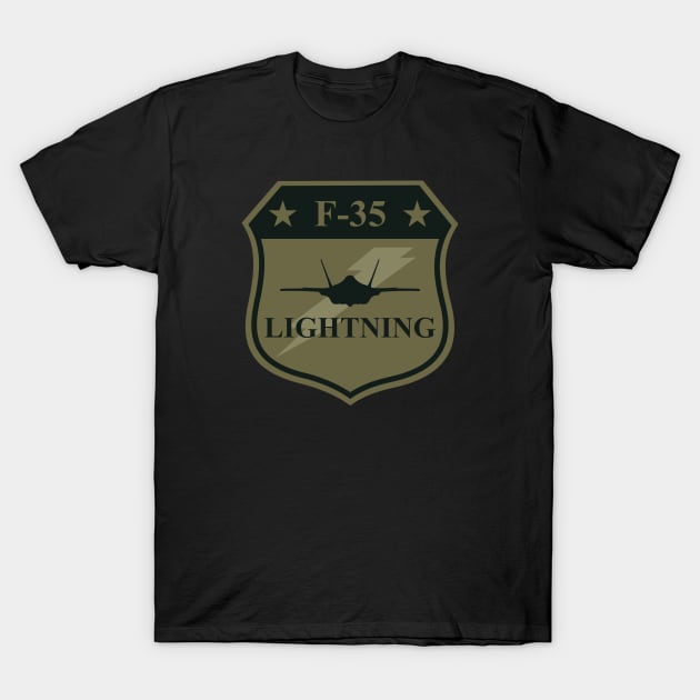 F-35 Lightning Patch (subdued) T-Shirt by TCP